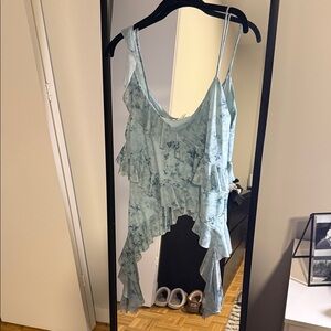 Zara Light Blue Ruffled Floral top